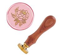 CRASPIRE Tampon de Cire Pivoine, Cire à Cacheter Fleur Timbre Bois Rétro Cachet de Cire 25mm Amovible Tête en Laiton Manche en Bois pour la Carte de Voeux D'Enveloppe D'Invitation de Mariage de Partie