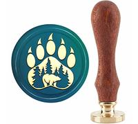 craspire Tampon de Cire pour Sceau d'ours avec Patte d'ours 30 mm/1.18,(1) cm Amovible en Laiton avec Manche en Bois pour Enveloppe D'Invitation, Scrapbooking, Décor