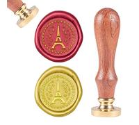 craspire Tampon de Cire Tour Eiffel en Anneau de Fleurs, Cire à Cacheter Couronne Timbre Bois Rétro Sceau de Cire 25mm Amovible Tête en Laiton Manche en Bois pour Carte de Voeux D'Enveloppe