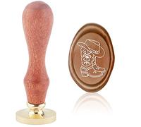 craspire Tampon de Sceau de Cire Bottes de Cowboy et Chapeau Tampons de Cire à Cacheter Ovale 20 × 30 mm Tampon de Scellement à Tête en Laiton Amovible avec Manche en Bois