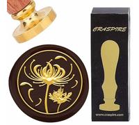 craspire Tampon de Sceau de Cire de Fleur D'Équinoxe Tampon de Scellage de Plante Botanique Florale Vintage Chinoise Tête en Laiton Amovible avec Poignée en Bois pour Fête d'anniversaire Carte