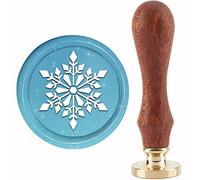 craspire Tampon de Sceau de Cire de Flocon de Neige Timbre de Scellage de Noël 30 mm/1.18 Pouces Tampon de Scellage Amovible en Laiton avec Manche en Bois pour Invitations de Noël