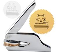 CRASPIRE Tampon en acier inoxydable avec motif chat et livre - Sceau de notaire - Avec boîte en plastique - Pour enveloppes, serviettes, papier officiel