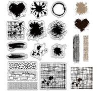 craspire Tampon en Caoutchouc Transparent de Fond de Peinture de Brique Tache d'encre de Coeur Vintage Joints en Silicone Transparent Timbre Rétro pour la Fabrication de Cartes de Journalisation