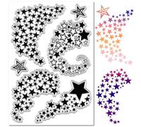 craspire Tampon en Caoutchouc Transparent en Forme D'Étoile Scintillante Pentagramme à Cinq Branches Style Rétro Vintage Réutilisable en Silicone Transparent pour Journal Intime Fabrication de Cartes