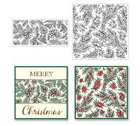 craspire Tampon Transparent de Noël Houx Gui Pommes de Pin Cadeau Tampon en Silicone Transparent Tampons en Caoutchouc pour la Fabrication de Cartes de Noël Décoration DIY Scrapbooking Gaufrage Album