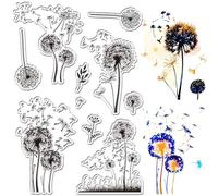 craspire Tampon Transparent en Silicone Motif Pissenlit Réutilisable Motif Fleur en PVC Motif Vintage Cachet Postal en Caoutchouc Transparent pour Journal Album Photo Fabrication de Cartes Décoration