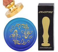 craspire Tampons de Cire à Cacheter Constellation des Poissons Poisson de Mars Tampon de Cire Décoratif Vintage Tête en Laiton de 30mm avec Poignée en Bois Sceaux de Tampon pour Enveloppes