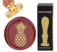 craspire Tampons de Cire à Cacheter en Forme D'Ananas, Tampon de Cire à Cacheter en Forme de Fruits, Tête en Laiton Amovible Rétro Vintage de 25 mm avec Poignée en Bois pour Invitations de Mariage