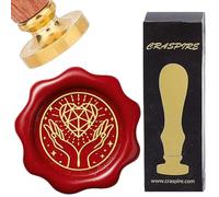 craspire Tampons de Cire à Cacheter en Forme de Cœur en Cristal, Tête en Laiton Amovible de 25 mm avec Poignée en Palissandre pour Bricolage, Scrapbooking, Invitation de Mariage, Emballage Cadeau