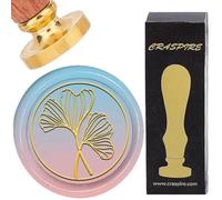craspire Tampons de Cire de Feuille de Ginkgo Têtes de Tampon de Cachetage en Laiton Vintage Amovibles de Plante 25 mm avec Poignée en Bois pour Les Enveloppes d'anniversaire de Mariage Invitations