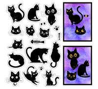 craspire Tampons en Caoutchouc pour Chat Noir Motif Tête de Chat Empreinte de Patte Animal de Compagnie Réutilisable Transparent en Silicone Vintage pour Journal Fabrication de Cartes Décoration