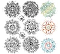 craspire Tampons en Caoutchouc Transparent Fleur Plantes Mandala Réutilisables Rétro Tampons en Silicone Transparent pour la Saint-Valentin Scrapbooking Album Photo Journal Décoratif Fabrication