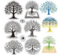 craspire Tampons en Caoutchouc Transparents Arbre de Vie Mauvais Œil Lune Soleil Vintage Réutilisables en Silicone Transparent pour Bricolage, Scrapbooking, Journal, Fabrication de Cartes, Décoration