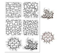 craspire Tampons en Caoutchouc Transparents pour Fond de Mur de Briques Réutilisables Vintage Retro Silicone Transparent Seals Stamp for Journaling Card Making Friends DIY Scrapbooking Photo Frame
