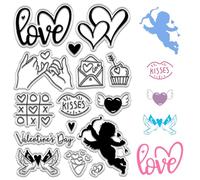 craspire Tampons en Caoutchouc Transparents pour la Saint-Valentin, avec des Motifs de cœur et de Cupidon, en PVC et en Silicone, pour la Fabrication de Cartes, Le Scrapbooking et la décoration