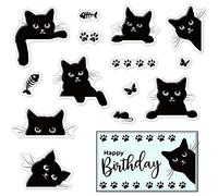craspire Tampons Transparents Chat pour Carterie Décoration Scrapbooking, Timbre en Caoutchouc de Silicone Kitty pour Cartes de Vœux, Album Photo, Journal Intime, Décoration, Bricolage