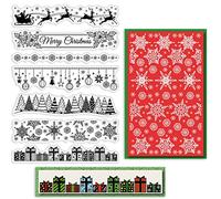 CRASPIRE Tampons Transparents de Noël en Silicone Timbres de Noël Dentelle Arbre Elk Holly Tampons en Silicone Transparents pour X'MAS EVE Fabrication de Cartes Décoration DIY Scrapbooking Gaufrage