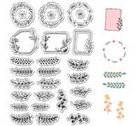 craspire Tampons Transparents en Forme de Branche de Couronne, de Fleurs, Plantes, Cachet Postal Rétro Réutilisable, Joints en Silicone Transparents pour Journalisation, Fabrication de Cartes