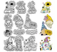 craspire Tampons Transparents en Forme de GNOME, Fleur D'Elfe Nain, Champignon, Cachet Postal Réutilisable en Silicone Transparent pour Journalisation, Fabrication de Cartes, Décoration, Bricolage