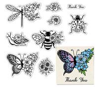 craspire Tampons Transparents Papillon pour Fabrication de Cartes, Fournitures de Scrapbooking, Abeille Clair Timbres Animaux Escargot Coccinelle Transparent Silicone Timbres pour Carte Album