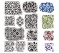 craspire Tampons Transparents Réutilisables en Silicone pour Texture D'Arrière Plan Feuilles de Tampons Transparents Rétro Vintage à Motif Floral pour Bricolage Journal Carte Scrapbooking Album Photo