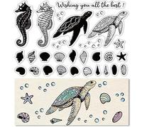 craspire Tampons Transparents Tortue pour Carterie Décoration Scrapbooking, Timbre en Caoutchouc de Silicone D'Hippocampe pour des Cartes de Voeux Album Photo Journal Décor Bricolage Artisanat
