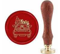 craspire Timbre de Cachet de Cire pour Sapin de Noël Cadeau de Voiture Tampon D'Étanchéité Joyeux Noël X'MAS Eve 30 mm/1.18 Pouces Tête en Laiton Amovible Tampon D'Étanchéité avec Manche en Bois