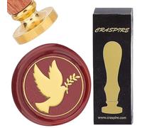 craspire Timbre de Sceau de Cire Colombe de la Paix Pigeon 25 mm Tampons de Cire à Cacheter Vintage Tête en Laiton Amovible avec Poignée en Bois pour Mariage Anniversaire Noël Nouvel an Enveloppes