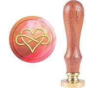 craspire Timbre de Sceau de Cire d'amour de la Saint-Valentin 25 mm Tampons de Cire à Cacheter de Mariage Tête de Scellage en Laiton Amovible Vintage Manche en Bois avec Poignée en Bois