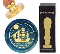 craspire Timbre de Sceau de Cire de Bateau Bateau à Voile de Mer 25 mm Tampons de Cire à Cacheter Vintage Tête en Laiton Amovible avec Poignée en Bois pour Mariage Noël Nouvel an Enveloppes
