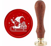craspire Timbre de Sceau de Cire de GNOME de Noël Elfe Père Noël Sled Gift Sealing Stamp X'MAS Eve 30mm/1.18inch Tête en Laiton Amovible Timbre D'Étanchéité avec Manche en Bois Invitations Cartes de