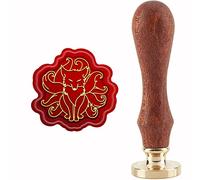 craspire Timbre de Sceau de Cire de Renard à Neuf Queues Timbres de Cire à Cacheter pour Animaux Tête de Tampon en Laiton Amovible avec Manche en Bois pour Invitations, Cartes, Emballage Cadeau