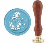 craspire Timbre de Sceau de Cire Elfe de Noël Flocon de Neige Père Noël Tampon à Cacheter X'MAS Eve 30 mm/1.18 Pouces Tête en Laiton Amovible Timbre à Cacheter avec Manche en Bois Invitations Cartes