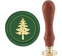 craspire Timbre de Sceau de Cire pour Sapin de Noël Timbre de Scellage Flocon de Neige 30 mm/1.18 Pouces Tampon de Scellage Amovible en Laiton avec Manche en Bois pour Invitations Cadeaux de Noël