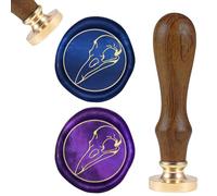 craspire Timbre Sceau de Cire Corbeau Crâne d'halloween Timbres à Cacheter Vintage Timbre en Bois Rétro d'hiver Tête en Laiton Amovible 25mm pour Enveloppes Invitations Cartes Faire des Cadeaux