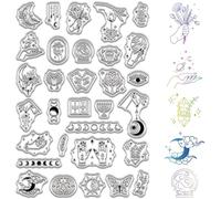 CRASPIRE Timbres Transparents de Divination Phase de Lune Tampon en Silicone Soleil Serpent Tarot Carte Livre Main Magique Réutilisable Tampon en Caoutchouc Transparent Joints pour Scrapbooking