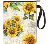 craspire Tournesol avec Feuille Pochette de Livre avec Fermeture Éclair Amoureux des Livres Cadeaux Couverture Rigide Pochette de Livre Étanche Sac de Protection Poche Avant Housse pour Femmes Amis