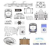 craspire Train Tampons en Caoutchouc Transparents Carte de Voyage Mot de Botte Transparent Vintage Cachet de la Poste Joints en Silicone Timbre Journalisation Fabrication de Cartes Bricolage