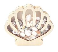 craspire Vitrine en Bois en Forme de Coquillage avec vitre en Acrylique Transparent Petit Porte-Objets en Forme d'étoile de mer Perles en Pierres précieuses et dent de Requin boîte-Souvenir de Plage