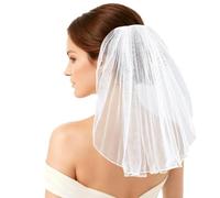 craspire Voiles de Mariée Accessoires de Voile de Mariage avec Peigne Voile Court en Gaze Blanche Douce Esthétiques et Décoratifs Pince à Cheveux et Ruban pour Enterrement de Vie de Jeune Fille