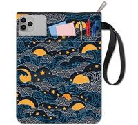 CRASPIRE Wave Book Sleeve Star Book Protector Moon Book Covers for Paperbacks Couverture de livre en tissu lavable avec fermeture éclair et pochette supplémentaire pour les amoureux des livres Cadeaux