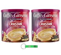 Crastan Ginseng e Caffe' Solubile, boisson instantanée au ginseng et au café non sucré 2 x (200 g 25 tasses) + porte-clés Beni Culinari gratuit