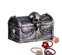 Crate De Pirate Vintage - DéCor Skeleton Maisons De Bibelots De Résine, Accent De Chaîne Gothique | Boîtier De Collection Fantasy, Bonnet De Bijoux D'Horreur, Un Espace Pour Les Cosplay Pour Le