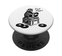 Crate Digger Raton Laveur Vinyle DJ Plaques Rétro en Vinyle PopSockets PopGrip Adhésif