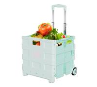 Crate on Wheels, Shopping Cart, Portable Outdoor Carts, Multipurpose and Lightweight Foldable Design for Travel, Beach, Camping, Shopping, Garden, Airport, Classroom, Dawn Green Colored