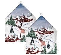 Cratone Lot de 2 housses de chaise de Noël avec bonnet de Noël et bonhomme de neige pour table de salle à manger