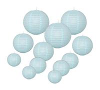Cratone Lot de 20 lanternes rondes en papier - Pour décoration de mariage - Bleu clair
