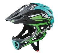 Cratoni C-Maniac Pro Casque de vélo Downhill BMX casque intégral avec mentonnière (noir-vert-turquoise, L-XL (58-61 cm))