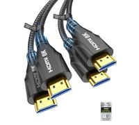 Cratree Lot de 2 câbles HDMI 2.1 tressés certifiés 8K ultra haut débit 48 Gbit/s, 8K 60 Hz, 4K 120 Hz, eARC, ARC, HDCP 2.2-2.3 - Compatible avec HDTV/PS5/Xbox/Blu-ray/RTX 3080 3090